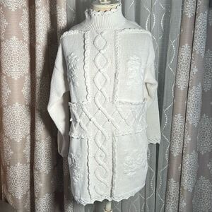Sarah Morgan White Knit Sweater - Size Medium